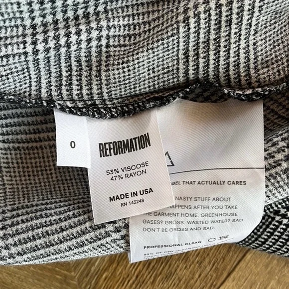 Reformation Woodbury Houndstooth Plaid Gray Button-Down Dress - Picture 5 of 5